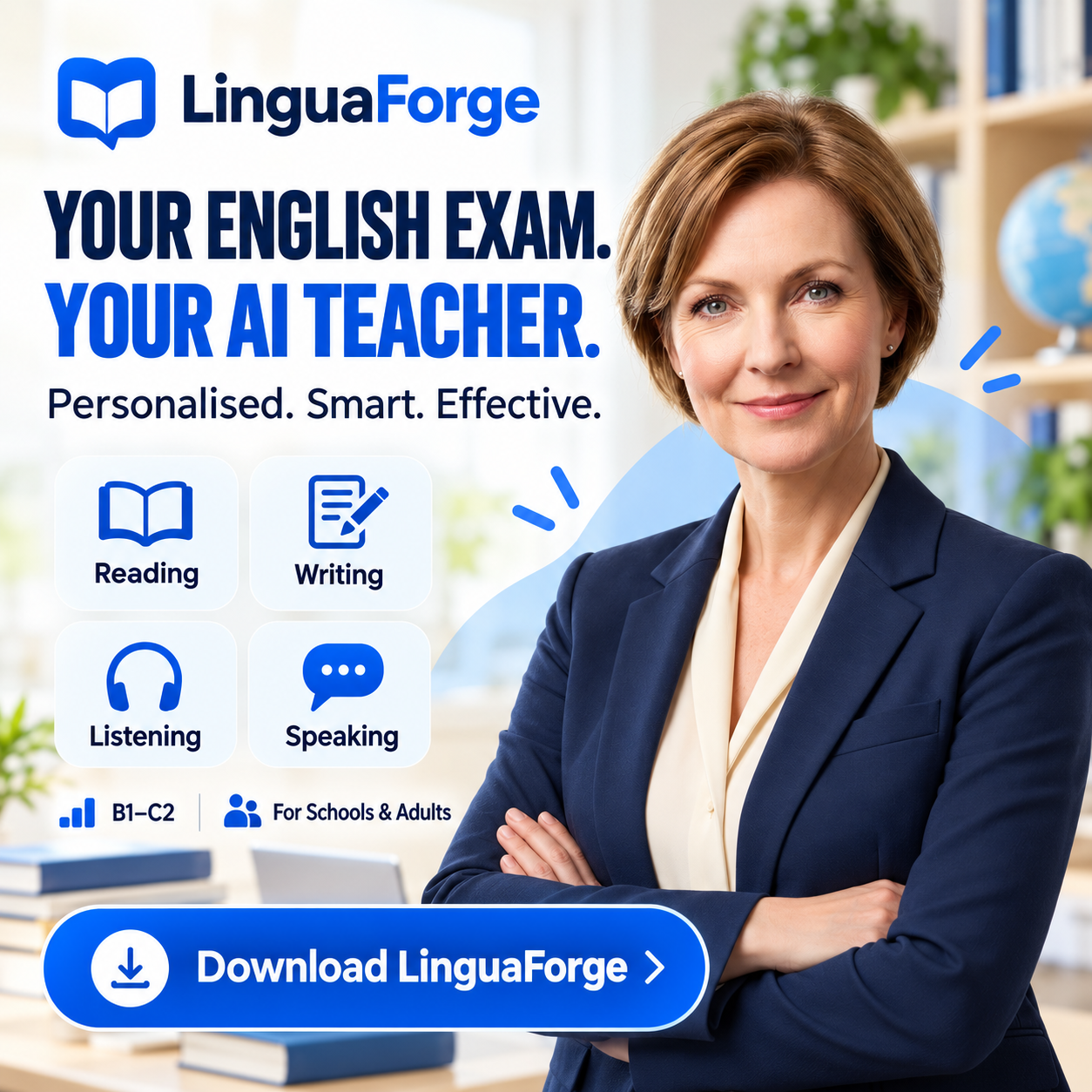 LinguaForge English exam preparation with AI teacher